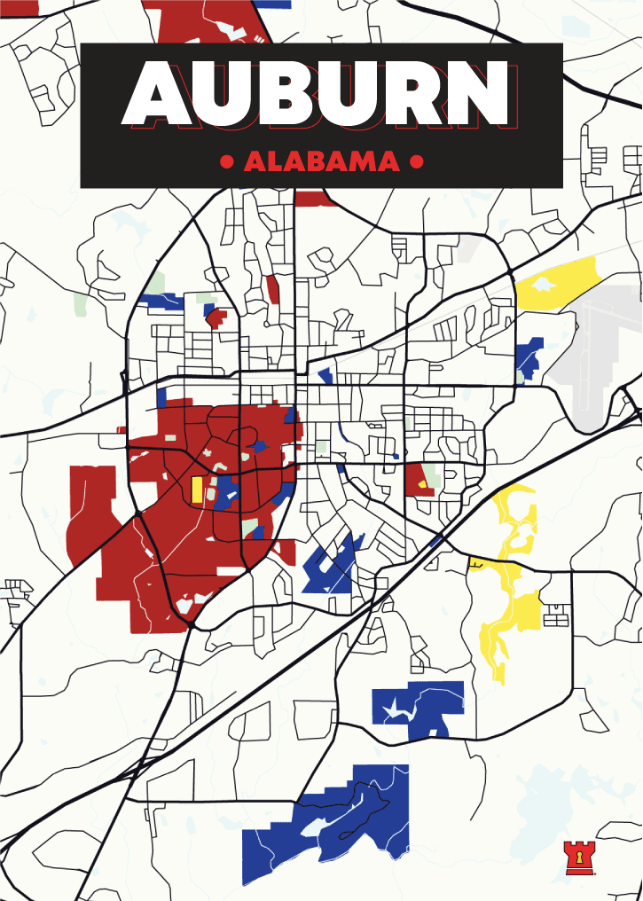 Auburn City Poster Best College Towns in America
